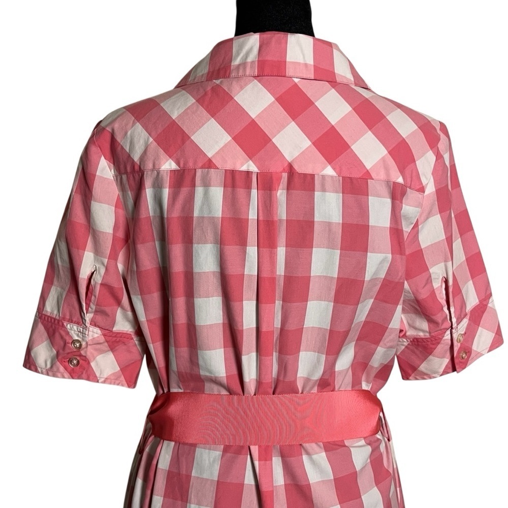 Vineyard Vines Pink White Gingham Grosgrain Ribbon Cotton Dress — Size 8 - Picture 8 of 11